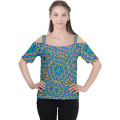 Abstract Background Futuristic Handcraft Cutout Shoulder Tee