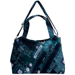 Green And Black Computer Motherboard Double Compartment Shoulder Bag by Wegoenart