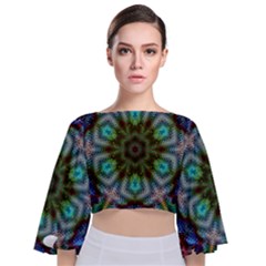 Abstract Art Background Flames Tie Back Butterfly Sleeve Chiffon Top by Wegoenart