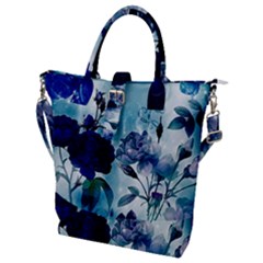 Wonderful Blue Flowers Buckle Top Tote Bag by FantasyWorld7