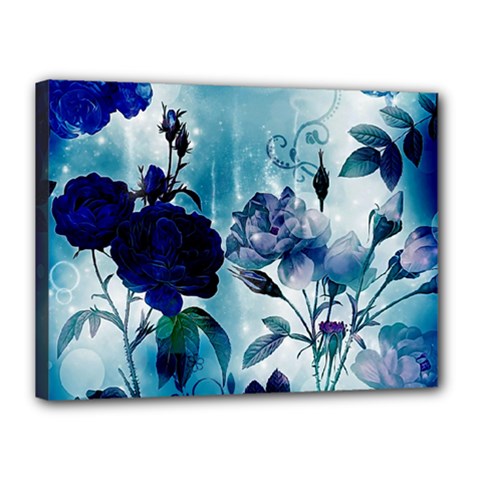 Wonderful Blue Flowers Canvas 16  X 12  (stretched) by FantasyWorld7