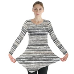 Striped Grunge Print Design Long Sleeve Tunic  by dflcprintsclothing