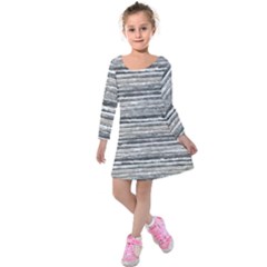 Striped Grunge Print Design Kids  Long Sleeve Velvet Dress