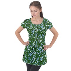 Greencamo1 Puff Sleeve Tunic Top by designsbyamerianna