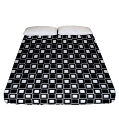 Black And White Boxes Fitted Sheet (queen Size)