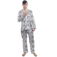 Black And White Patterned Backgroun Men s Satin Pajamas Long Pants Set by designsbyamerianna