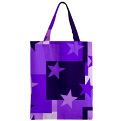 Purple Stars Pattern Shape Zipper Classic Tote Bag