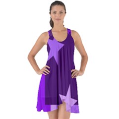 Purple Stars Pattern Shape Show Some Back Chiffon Dress by Alisyart