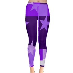 Purple Stars Pattern Shape Inside Out Leggings