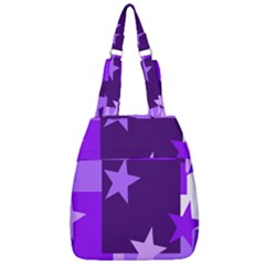 Purple Stars Pattern Shape Center Zip Backpack