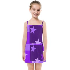 Purple Stars Pattern Shape Kids  Summer Sun Dress