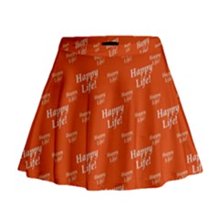 Motivational Happy Life Words Pattern Mini Flare Skirt by dflcprintsclothing