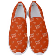 Motivational Happy Life Words Pattern Men s Slip On Sneakers by dflcprintsclothing