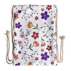 Flowers On A White Background              Large Drawstring Bag by LalyLauraFLM