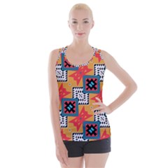 Shapes On A Brown Background Pattern              Criss Cross Back Tank Top by LalyLauraFLM