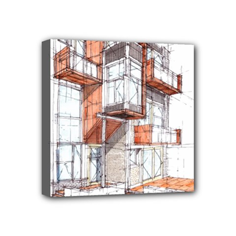 Rag Flats Onion Flats Llc Architecture Drawing Graffiti Architecture Mini Canvas 4  x 4  (Stretched)