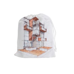 Rag Flats Onion Flats Llc Architecture Drawing Graffiti Architecture Drawstring Pouch (Large)