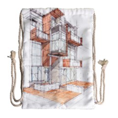 Rag Flats Onion Flats Llc Architecture Drawing Graffiti Architecture Drawstring Bag (Large)