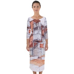 Rag Flats Onion Flats Llc Architecture Drawing Graffiti Architecture Quarter Sleeve Midi Bodycon Dress