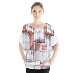 Rag Flats Onion Flats Llc Architecture Drawing Graffiti Architecture Batwing Chiffon Blouse