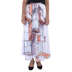 Rag Flats Onion Flats Llc Architecture Drawing Graffiti Architecture Flared Maxi Skirt