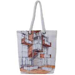 Rag Flats Onion Flats Llc Architecture Drawing Graffiti Architecture Full Print Rope Handle Tote (Small)