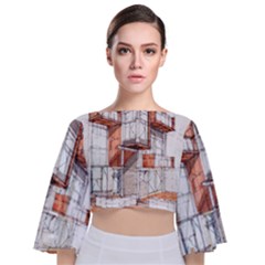 Rag Flats Onion Flats Llc Architecture Drawing Graffiti Architecture Tie Back Butterfly Sleeve Chiffon Top