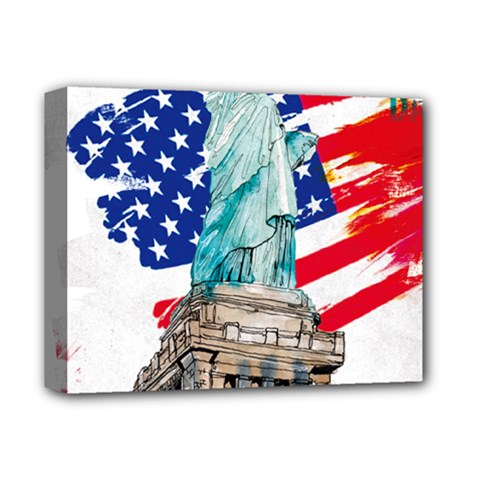 Statue Of Liberty Independence Day Poster Art Deluxe Canvas 14  x 11  (Stretched)