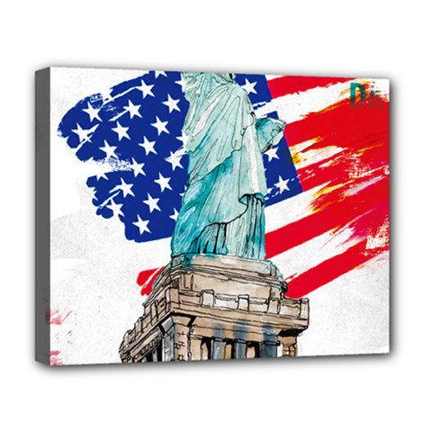 Statue Of Liberty Independence Day Poster Art Deluxe Canvas 20  x 16  (Stretched)