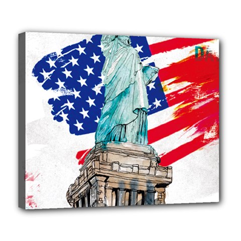 Statue Of Liberty Independence Day Poster Art Deluxe Canvas 24  x 20  (Stretched)