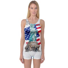 Statue Of Liberty Independence Day Poster Art One Piece Boyleg Swimsuit