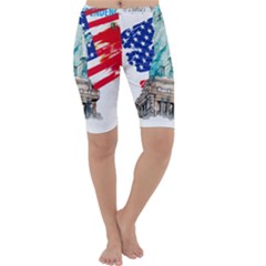 Statue Of Liberty Independence Day Poster Art Cropped Leggings 