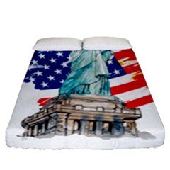 Statue Of Liberty Independence Day Poster Art Fitted Sheet (Queen Size)