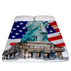 Statue Of Liberty Independence Day Poster Art Fitted Sheet (King Size)