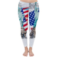 Statue Of Liberty Independence Day Poster Art Classic Winter Leggings