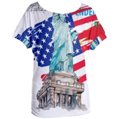 Statue Of Liberty Independence Day Poster Art Women s Oversized Tee