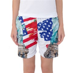 Statue Of Liberty Independence Day Poster Art Women s Basketball Shorts