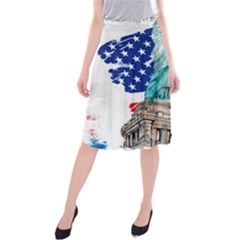 Statue Of Liberty Independence Day Poster Art Midi Beach Skirt