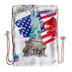 Statue Of Liberty Independence Day Poster Art Drawstring Bag (Large)