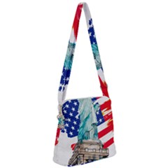 Statue Of Liberty Independence Day Poster Art Zipper Messenger Bag