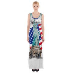 Statue Of Liberty Independence Day Poster Art Maxi Thigh Split Dress