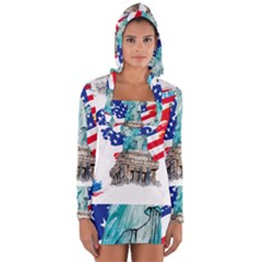 Statue Of Liberty Independence Day Poster Art Long Sleeve Hooded T-shirt