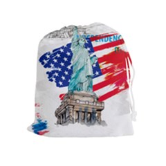 Statue Of Liberty Independence Day Poster Art Drawstring Pouch (XL)