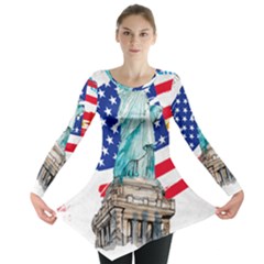 Statue Of Liberty Independence Day Poster Art Long Sleeve Tunic 