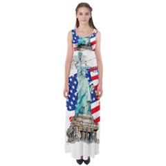 Statue Of Liberty Independence Day Poster Art Empire Waist Maxi Dress