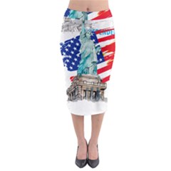 Statue Of Liberty Independence Day Poster Art Midi Pencil Skirt