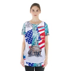 Statue Of Liberty Independence Day Poster Art Skirt Hem Sports Top