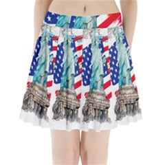 Statue Of Liberty Independence Day Poster Art Pleated Mini Skirt