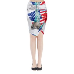 Statue Of Liberty Independence Day Poster Art Midi Wrap Pencil Skirt