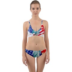 Statue Of Liberty Independence Day Poster Art Wrap Around Bikini Set